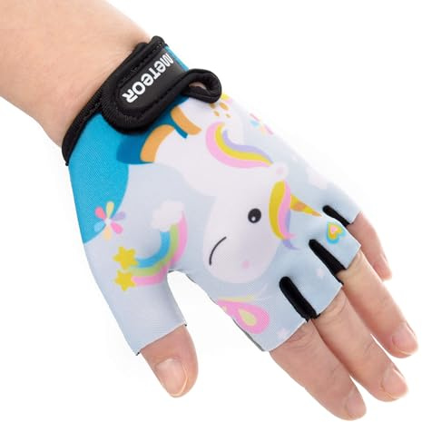 meteor Guantes de Ciclismo Niñas y Niños - Guantes Bicicleta para Infantil MTB BMX Carretera Montaña sin Dedos