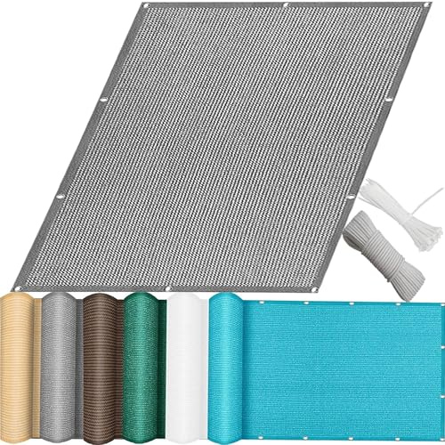 QINLIQIN Balkon Sichtschutz Wetterfest 0.8 x 2.5 m HDPE Balkonverkleidung Blickdichte Windschutz Reißfest mit Ösen, Nylon Kabelbinder Und Kordel für Wohnungsgeländer, Hellgrau