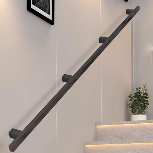 Kit di tubi per montaggio a parete per scale, moderno binario in ferro industriale in nero per interni Deck Hand Ra per soppalco portico gradini mancorrenti ringhiere disponibili in lunghezze da 0,9 m