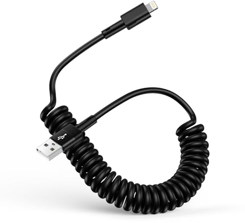 kigpozi Spiralkabel USB Lightning Kabel, Schnell für iPhone kabel Carplay | Spiral Datenkabel für iPhone Ladekabel,Auto USB Lightning Kabel Schnellladekabel,für iPhone 14/13/12/11 Pro Max XR/XS/X/8