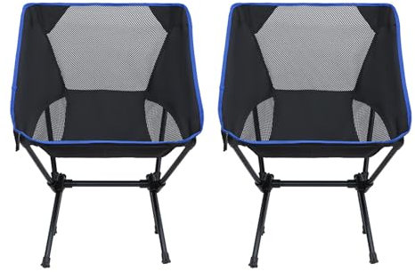 Set mit 2 ultraleichten, tragbaren Campingstühlen für Erwachsene, 600D Oxford-Gewebe, Tragetasche inklusive, 100 kg Tragkraft, ideal für Reisen, Strand, Picknick, Wandern – Schwarz