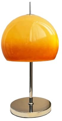 Mushroom Table Lamp with Dome Glass Shade Mid Century Modern 3Way Dimmable Bedside Desk Lamp for Living Room and Bedroom