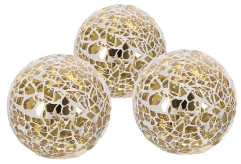 MAGICLULU 3pcs Crackle Glass Decorative Balls for Home Décor Accents