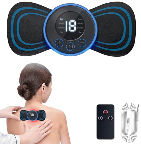 Masajeador de Cuello Eléctrico, 8 Modos y 19 Intensidades Masajeador de Cuello y Hombro con Pantalla Digital y Mando a Distancia, para Aliviar el Dolor de Espalda