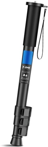 Asta di prolunga monopiede allungabile in lega di alluminio per telecamere, telefoni 1/4 con attacco a vite con adattatore 3/8 incluso