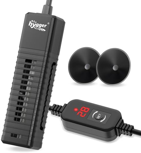 hygger Small Aquarium Heater, 100W Mini Fish Tank Heater with Digital Display, Adjustable Temperature Controller Submersible Aquarium Heater for 57-75L Betta Turtle Tanks