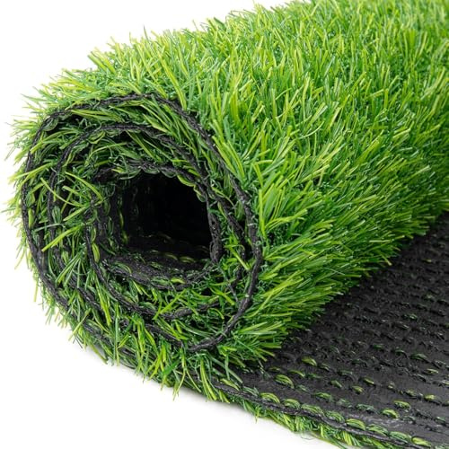 LSSHQ Erba Sintetica da Esterno Prato da Giardino Realistico, Effetto Secco Drenante Resistente UV Calpestabile 25Mm Tagliabile Calpestabile Resistente(6.5x15ft)