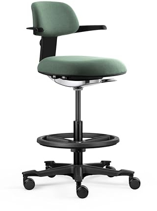 hjh OFFICE Ergonomischer Arbeitsstuhl TOP Work 40 – Stuhl mit höhenverstellbarer Rückenlehne, Verstellbarer Sitzneigung & Sitztiefe, höhenverstellbarer Fußring, Grün