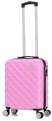 Preston Morgan 55x40x20cm Ryanair Priority Cabin Suitcase, Inc for EasyJet, Jet2, Hardshell Lightweight Small Suitcase with Built-in Cup Holder 4 Wheels and Built-in TSA Lock (Pink, 44Liter)