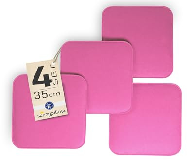 sunnypillow 4er Set Sitzkissen Filz Stuhlkissen quadratisch 35 x 35 cm - gemütliche Filzkissen für Bank und Stuhl in Haus und Garten - Indoor/Outdoor - Polster Stuhlauflage, Sitzauflage - Kissen Rosa