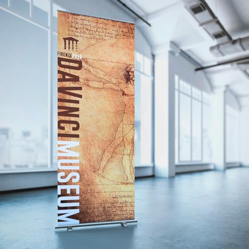 Roll Up Banner Premium 2M Personalizable, 85x200cm, Base Retráctil de Aluminio, Expositor Portátil, Impresión en Lona