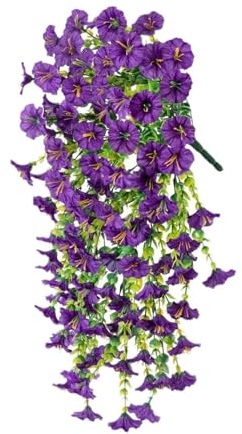 Guirnalda de flores artificiales colgantes para puerta delantera, guirnalda de flores que nunca se marchitan para decoración de aniversario y otoño (Lila)