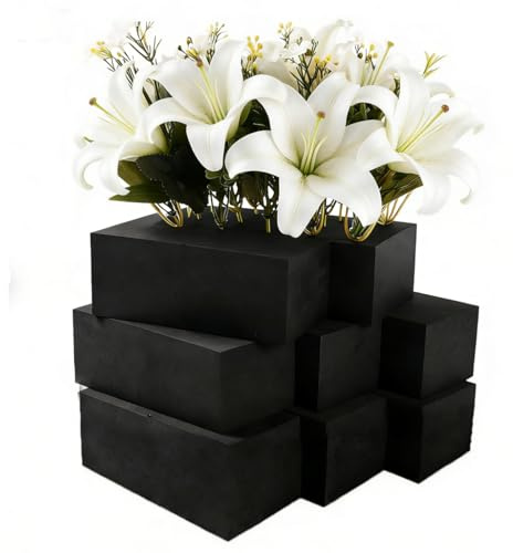 QUIXELL-SH 16 Piece Reusable Floral Foam Blocks black, 9 x 3 x 3 Inch, Water Resistant, for Artificial Flower Arrangements, Outdoor Planters, Wedding Decor (16, 9 * 3 * 3)