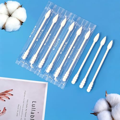 200 PCS Double Pointed Cotton Buds, Biodegradable Paper Stick Cotton Swabs