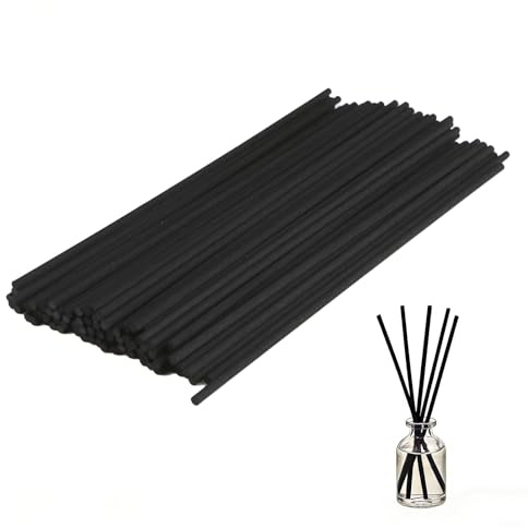 Admygo 50pcs Reed Diffuser Sticks, 7.8 Inch Rattan Wood Sticks, Diffuser Refills, Thick Room Diffuser Sticks for Essential Oil, Fibre Reeds for Diffusers, Replacements for Home, Office (Black)