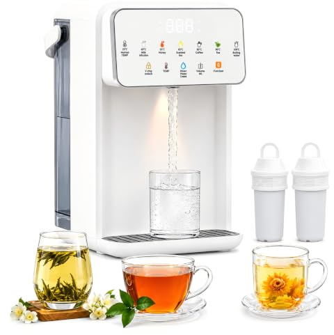 Dispensador de Agua Caliente 3,5 L con Ultrafiltración, Agua Caliente Instantánea en 3 s, 7 Niveles de Temperatura, 8 Cantidades de Agua, Seguro Infantil, Bajo Consumo para Té, Bebés y Oficina