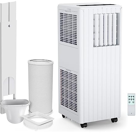 9000 BTU Portable Air Conditioner, 3-in-1 AC Unit with Cooling, Dehumidifier and Fan, 2 Speeds, 24 Hour Timer, Sleep Mode, Remote Control and Window Kit, for Rooms Up to 28 M²