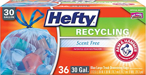 Hefty Recycling Large Trash/Garbage Bags (Blue, Drawstring, 30 Gallon, 36 Count)