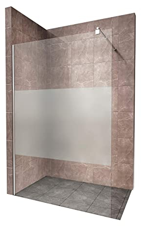 i-flair Duschabtrennung Walk In FIONA 110x200 cm Duschwand Dusche 10mm STARK aus TEILSATINIERTEM NANO ESG Sicherheitsglas mit EDELSTAHL Wandprofil #740