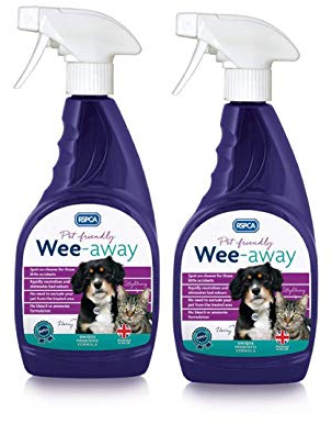 RSPCA 2 x 500ml Pet Stain and Odour Remover Wee Away | Pet Friendly | Probiotic Cleaning - Discourage From Repeat Marking