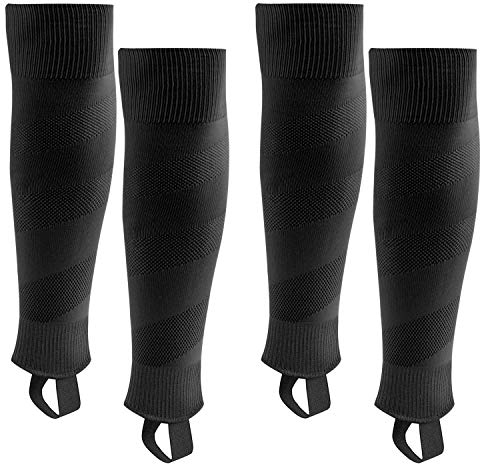Northdeer Kinder Herren Stutzen Fußballstutzen Stegstrümpfe Fußball Sleeve Fußballsocken 2 Paar (Schwarz L)
