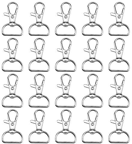 20 Stück drehbare Schlüsselringe, Karabinerverschlüsse, Karabinerhaken mit D-Ring für Bastelarbeiten, Taschenherstellung, Schmuckherstellung, Schlüsselband, Haustierleinen