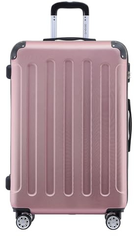 BEIBYE- Hartschalenkoffer Koffer Trolley Rollkoffer Reisekoffer Zahlenschloß 4 Zwilings-Rollen (Princess-pink, Middle-66cm)