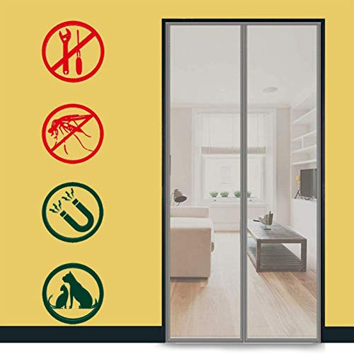 GOUTUI Magnet Fliegengitter Balkontür 120x210cm Schließen Insektenschutz Fliegennetz Vorhang des Lichtdurchlässigen für Kellertür die Balkontür, und Terrassentür, Grau A