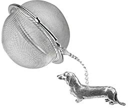 PPD24 Boule en acier inoxydable en étain anglais sur feuille de thé Motif teckel