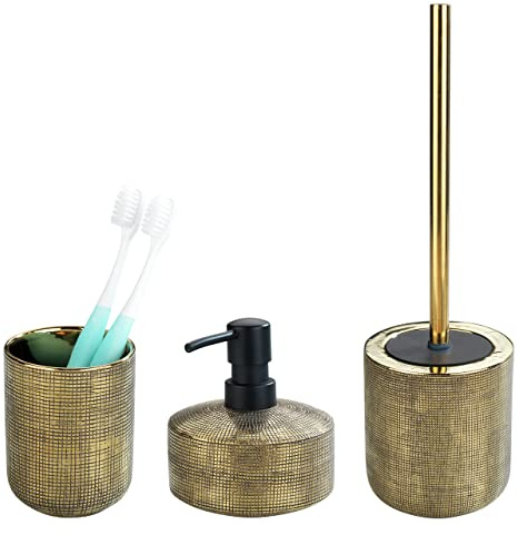 WENKO Set Accessoire Salle de Bain, Rivara, Lot de 3