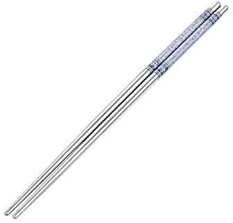 2 paia in acciaio inox bacchette in acciaio inox stile cinese lunghezza fiore flower flotto modello bastoncini per alimenti portatili riutilizzabili bacchette da 8,8 pollici (Color : 01)