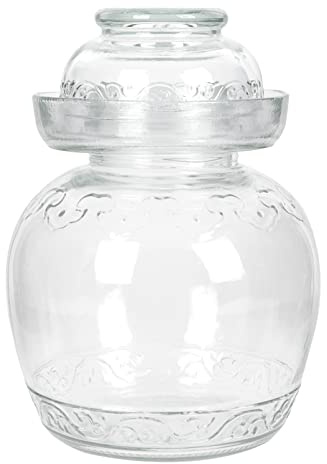 YARNOW Glass Fermentation Crock Large Capacity Pickle Jar with Water Seal Airlock Lid Clear Sauerkraut Crock for Pickling Sauerkraut, Kimchi, Paocai, (1.5L)