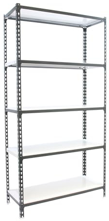 Simonrack Schwerlastregal, Lagerregal, 200x100x30 cm, Metallregal, Kellerregal, Biegestelle 180 kg, 5 Fachböden, Anthrazit/Weiss - Simonclick