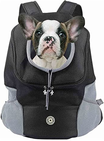 Hunderucksack Katzenrucksack, Atmungsaktive Verstellbar Katzen Transport Rucksack, Transporttasche Haustier Hund Tragetasche Katzentasche mit Fenster für Klein Hunde Katze Welpen (S, Schwarz)