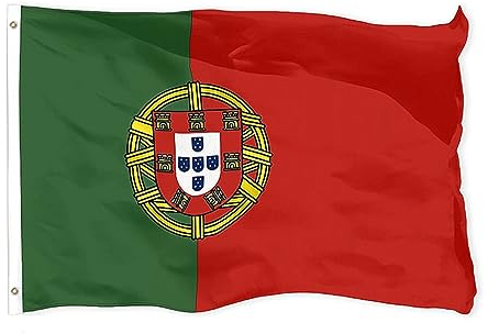 Drapeau Portugal 150X90cm - Portugais avec 2 Œillets en Métal, Couleurs Vives, National Décoré pour Événements Sportifs, Fêtes, Défilés