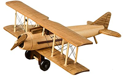 JAWSEU Vintage Flugzeug Modell, Handwerk Retro Flugzeug Modell Holz Doppeldecker Flugzeug Flugmodelle für Zimmer Desktop Dekoration Spielzeug Foto Requisiten