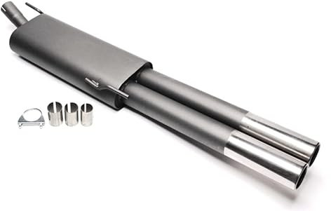 Sportendschalldämpfer Sportauspuff Endschalldämpfer Stahl 2x76mm rund gebördelt mit ABE für Typ 1H - Eintragungsfrei - 1034148