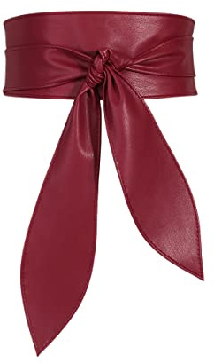 Breiter Damengürtel,Schleife geknoteter Gürtel,Taillienguertel Leder,Damen Breiter Gürtel,für Hochzeiten,Abschlussbälle,Partys,Bankette,Aufführungen und formelle Veranstaltungen,Dunkelrot,M 11.5*212cm
