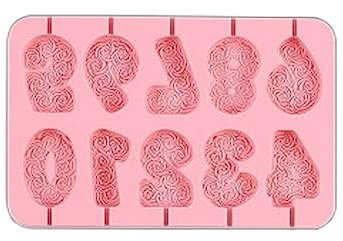 Newwyt Número 0-9 Cake Pop Candle Lollipop Juego de moldes de Silicona para Fiesta de cumpleaños Hacer Cajas de Regalo para niños Chocolate Cheese Stick