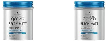 Got2b Beach Matt, Medium Hold, No Stickiness, Matt Texture Hair Paste, 100ml (Pack of 2)