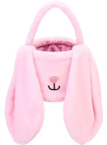 Sea Team Osterhasen Korb für Eier Jagd, Ostereier Eimer, Sammler, kleine Plüsch Einkaufstasche mit Kaninchenohren für Kinder, Ostertage Dekoration, Party, Feiertage, Rosa