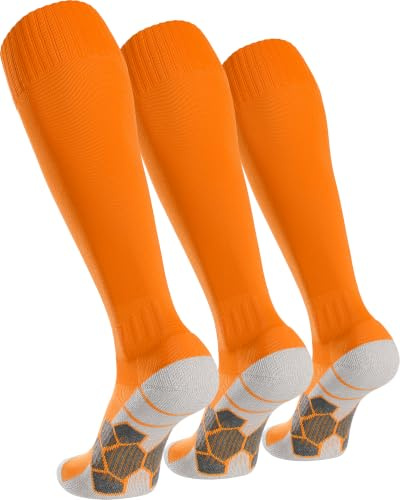 APTESOL Knielang Fußballsocken (3/5 Paare) Kinder Jugend Erwachsene Lang Sportsocken EU 28-44 Kissen Atmungsaktiv Soccer Trainingssocke