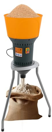 Broyeur à Grains, 1300 W 50 L, broyeur à maïs à 3 Pieds, Entonnoir Orange avec 5 Tamis, Moulin à Grains électrique pour Maison/Ferme, broyeur d'orge sur Pied, broyeur de Malt, broyeur de Riz avec TR