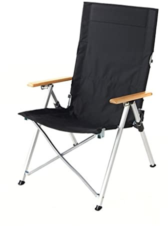 DRMEE Klappstuhl Angelstuhl Outdoor-Klappstuhl Dreifach Verstellbarer Stuhl Mit Langer Rückenlehne Outdoor-Camping-Liege-Picknick-Strand-Entspannungsstuhl Camping Stuhl (Color : Black)