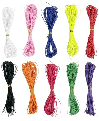 JEKUGOT 0.8mm Elastic Cord, Coloured Elastic String Cord 10 Colors Bracelet String Stretchy for Bracelet,Necklaces,Jewellery Making, DIY Crafting Accessories (100m)
