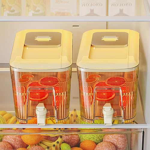 HBBursts Bouilloire Froide avec Robinet, avec Robinet Et Passoire, Carafe À Eau De Grande Capacité, Récipients À Boissons À Base Transparente, Étanche (Color : Yellow, Size : 11.4 * 6.2 * 7.0inch)