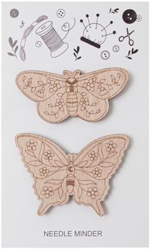 Minder de Aguja de Mariposa, Minder de Aguja de Coser - 2 guardaagujas de Coser - Soporte para Agujas de Madera de Haya, Delicado Soporte para Agujas de Coser para Pinza para el Pelo