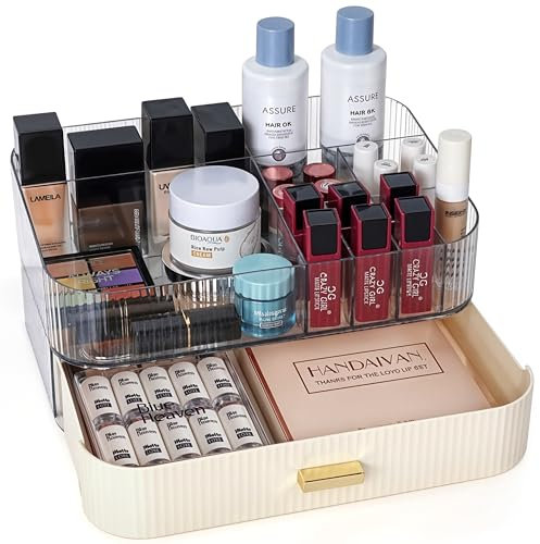 Winter Shore Organizzatore per il trucco con cassetti - Organizzatore da bagno impilabile per la toeletta - Organizzatore in plastica acrilica per prodotti per la cura della pelle - Conservazione di