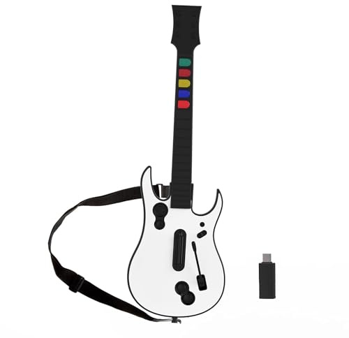 DOYO Gitarren Controller für PC und PS3 –für Guitar Hero Gitarre mit Riemen, Ideal für Guitar Hero3, Clone Hero und Rock Band Spiele – Hochwertiger Zubehör für Guitar Hero2 PS3 und PC (5 Tasten Weiß)