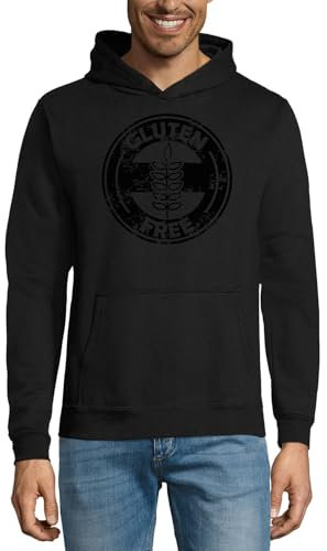 Sweat à capuche unisexe en coton mélangé avec logo sans gluten, noir, Noir , XXL